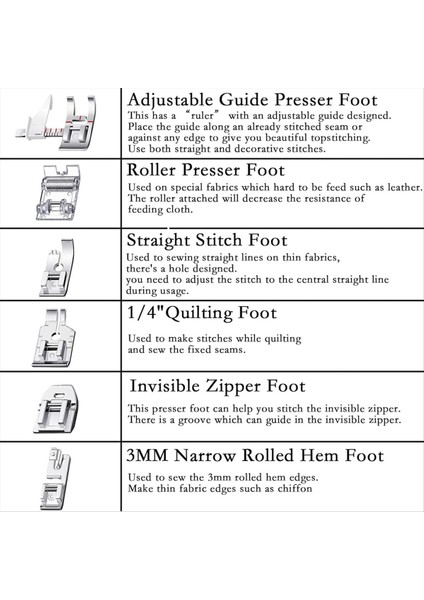 12PCS Presser Ayak Kiti, Straigh Ayak, Silindir Ayak, Dikiş Makinesi Ayak Presler Ayakları Dikiş Makineleri Için Set (Yurt Dışından) fırsatları