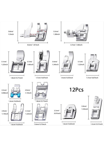 12PCS Presser Ayak Kiti, Straigh Ayak, Silindir Ayak, Dikiş Makinesi Ayak Presler Ayakları Dikiş Makineleri Için Set (Yurt Dışından) indirimleri
