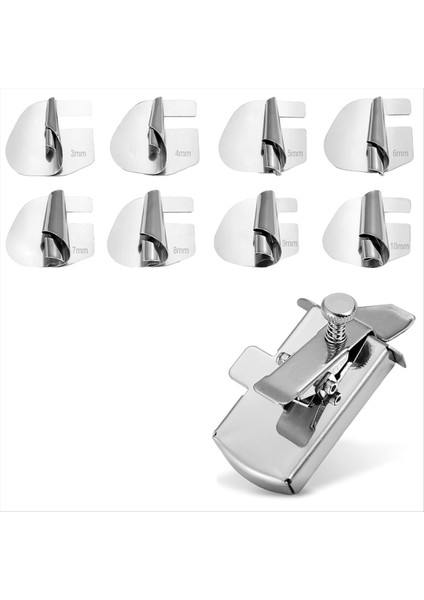 Dikiş Haddelenmiş Hemmer Ayak ve Manyetik Dikiş Kılavuzu, 3/4/5/6/7/8/9/10MM 8 Boyutlar Geniş Haddelenmiş Hem Presser Ayağı (Yurt Dışından)