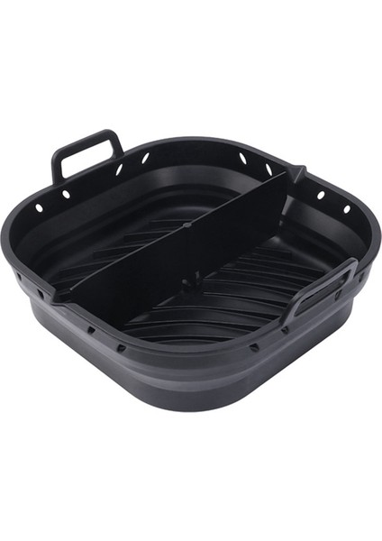 Hava Fritöz Silikon Plaka Kare Yeniden Kullanılabilir Hava Fritöz Pişirme Aksesuarları Katlanabilir 8,5 Inç Airfryer Alet Pişirme Kalıbı Siyah (Yurt Dışından)