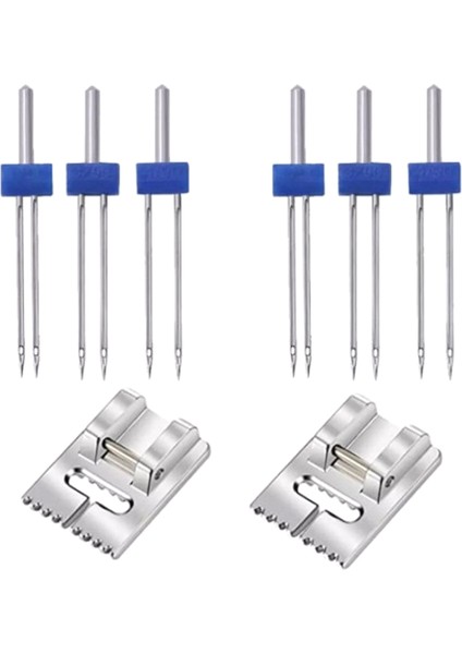 6 Pack Çift Ikiz Iğneler 2 Adet ile Buruşuk Iğne 9 Groove Pintuck Presser Ayağı Dikiş Makinesi Aksesuarları Için 5fm (Yurt Dışından)