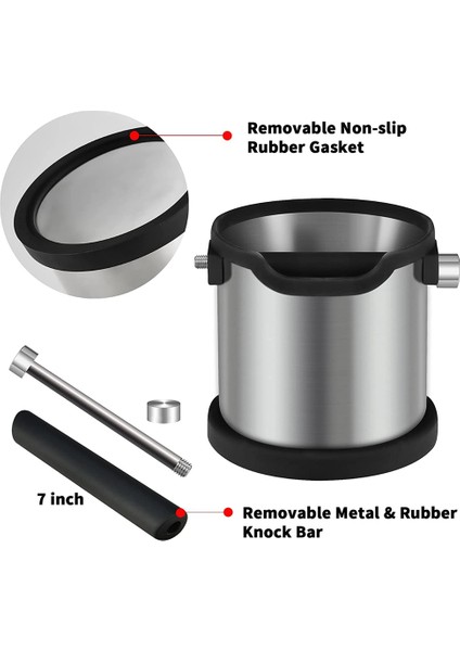 Espresso Vuruş Kutusu Şok Emme ve Dayanıklı Barista Tarzı Vuruş Kutusu, Çıkarılabilir Vuruş Çubuğu ve Kaymaz Taban ile (Yurt Dışından) modelleri