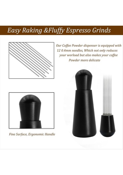Espresso Dağıtım Aletleri, 12 Iğne 0.4mm Espresso Kahve Karıştırıcı Karıştıran Kertarlama Kurcalama Distribütörü Aracı Stand B ile (Yurt Dışından) modelleri