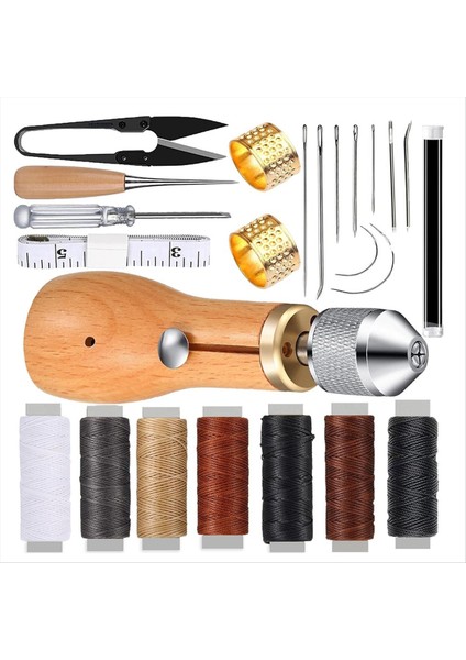 Dikiş Ahl Seti 24 Adet, Uygun Dıy Deri Ürün Yapımı Dikiş Kiti Dikiş Barı (Yurt Dışından)