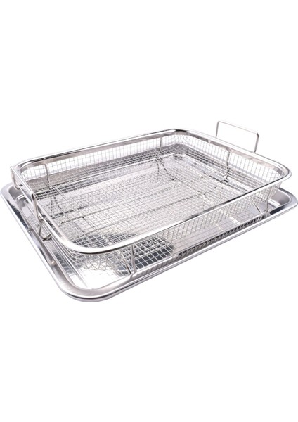 Fırın Için Hava Fritöz Sepeti, Paslanmaz Çelik Kırıcı Tepsi ve Tava, Fırında Lüks Hava Kızartması, 2 Parçalı Set, Izgara Için (Yurt Dışından) fiyatları