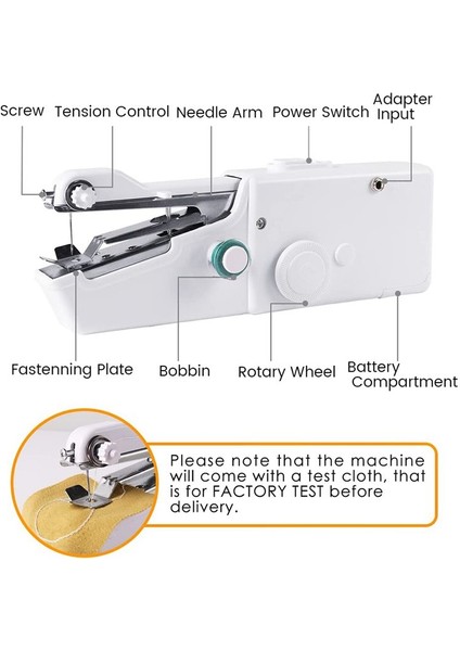 Taşınabilir El Dikiş Makinesi Pratik Dikiş Aracı, Hızlı Dikiş Için Mini Handlı Dikiş Makinesi, Us Fiş (Yurt Dışından) fiyatları