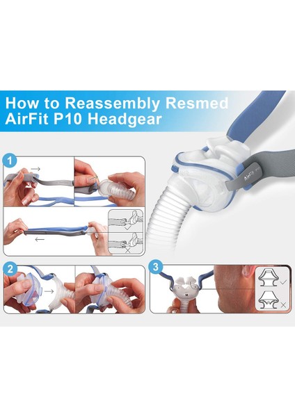 Resmed Airfit P10 Burun Yastık Maskesi Kayışları Için 5 Adet Başlık 10 Adet (Yurt Dışından) indirimleri