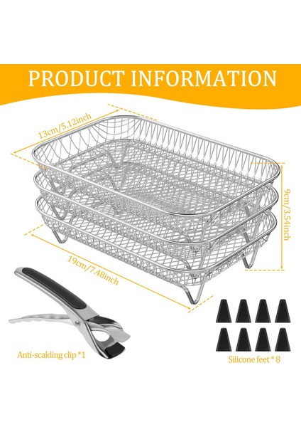 Fırın Için Hava Fritöz Rafı Meydanı 3 Katlı Istiflenebilir Kirpik Raf Paslanmaz Çelik Hava Fritöz Sepeti Hava Fritöz Pişirme (Yurt Dışından) modelleri