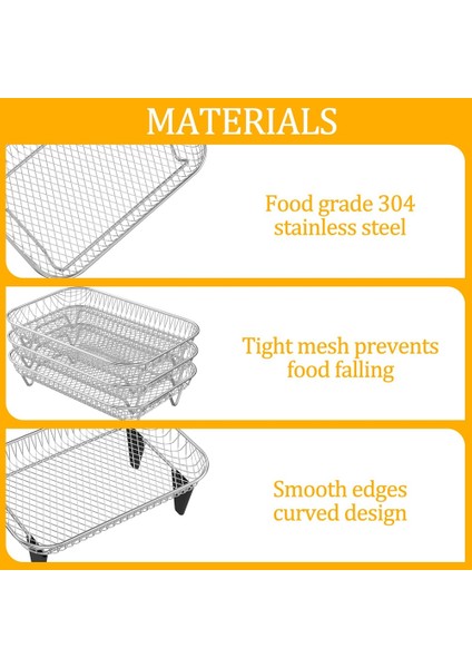 Fırın Için Hava Fritöz Rafı Meydanı 3 Katlı Istiflenebilir Kirpik Raf Paslanmaz Çelik Hava Fritöz Sepeti Hava Fritöz Pişirme (Yurt Dışından) fırsatları
