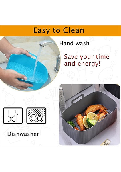 Ninja Air Fritöz Ikili Için Hava Fritöz Yatırları, Ninja Hava Fritöz Aksesuarları Için Yeniden Kullanılabilir Hava Fritöz Silikon Astarı, Gri (Yurt Dışından) indirimleri