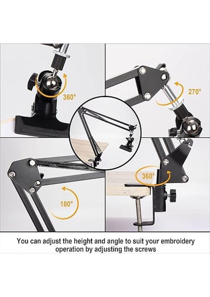 Ayarlanabilir Nakış Masa Standı, Nakış Çember Standı, Ayarlanabilir Metal Nakış Çember Standı Iğne Işi, Sanat (Yurt Dışından) fırsatları