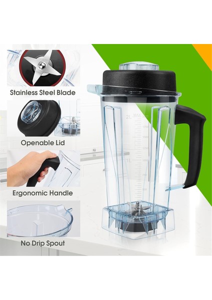 Vitamix Aksesuarları Için Blender Yedek Parçaları, Blender Sürahi 64OZ Konteyner Kavanoz Kupası Vitamix 5200 5000 6500 7500 (Yurt Dışından) modelleri