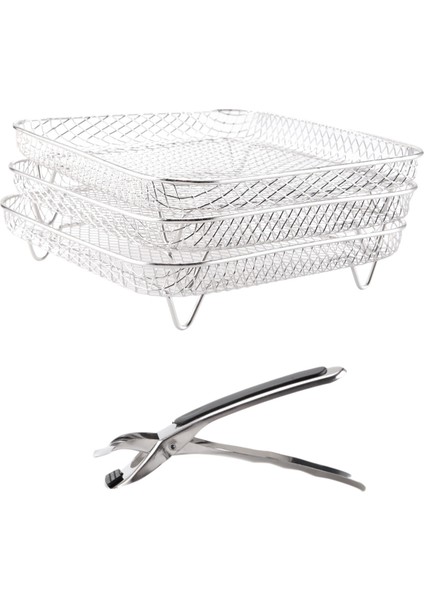 8 Inç Hava Fritöz Rafı Kare Üç Istiflenebilir Raf, Paslanmaz Çelik Çok Katmanlı Kurutucu Raf, Hava Fritöz Aksesuarları (Yurt Dışından) fiyatları