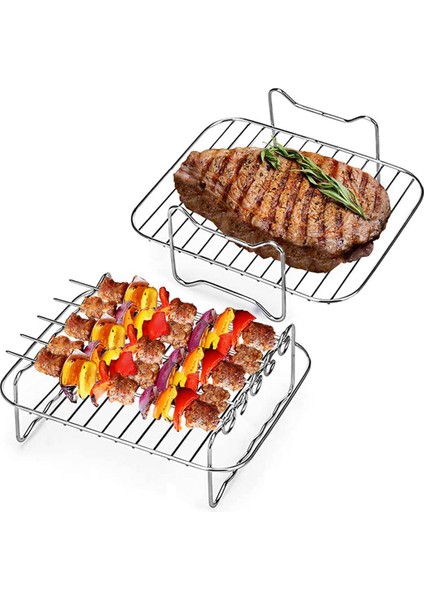 2pcs Hava Fritöz Rafı, Hava Fritözü Çift Katmanlı Raf, Çok Amaçlı Hava Fritöz Aksesuarları, 5 Sokak ile Izgara Rafı (Yurt Dışından)