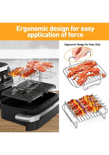 2pcs Hava Fritöz Rafı, Hava Fritözü Çift Katmanlı Raf, Çok Amaçlı Hava Fritöz Aksesuarları, 5 Sokak ile Izgara Rafı (Yurt Dışından) modelleri