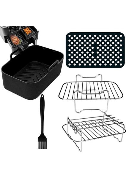 6pcs Ninja Foodi AF300UK AF400UK Için 6pcs Çift Sepet Airfryer Parçaları, Tower T17088, Anında Salter Çift Bölge Derin 7.6l-9.6l (Yurt Dışından)