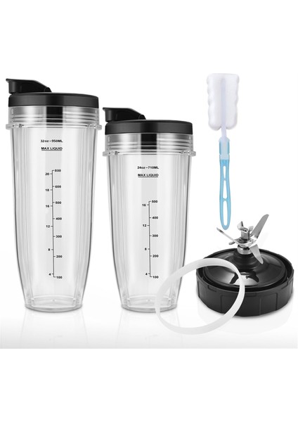 Ninja Auto Iq, 24OZ + 32OZ Ninja Blender Bardakları Için Blender Yedek Parçaları, Kalabalık Kapaklar Seti, Kanatçık Çıkarıcı Bıçağı (Yurt Dışından)