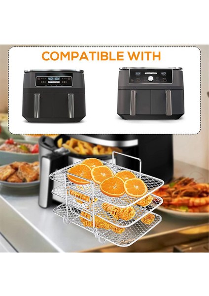 Ninja Hava Fritöz Rafı Air Fritöz Çok Katmanlı Çift Sepet Hava Fritöz Paslanmaz Çelik Izgara Rafı Pişirme (Yurt Dışından) indirimleri