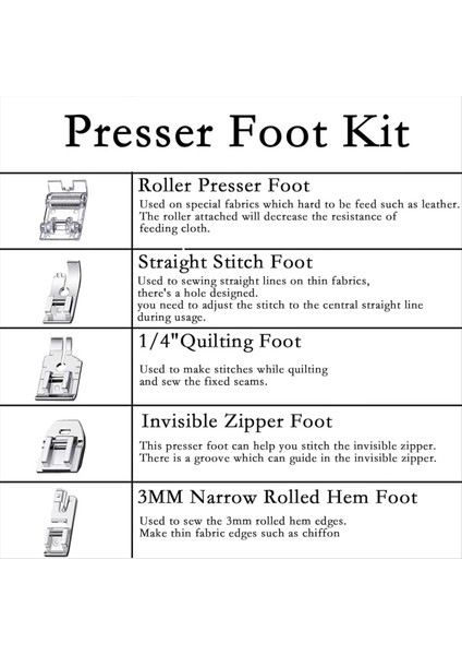 11PCS Baskı Ayak Seti, Zig Zag, Düz Dikiş Ayağı, Silindir Ayak, Dikiş Makinesi Ayak Preser Ayakları Seti (Yurt Dışından) fırsatları