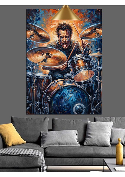 Bateri Çalan Enerjik Adam Dekoratif Kanvas - Mdf Ahşap Tablo modelleri
