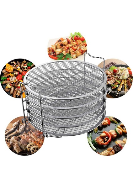 5 Katmanlı Hava Fritöz Rafı Paslanmaz Çelik Istiflenebilir Izgara Rafı Ninja Foodi Için 6.5 Qt / 8 Qt Hava Fritöz Sepeti Tepsisi (Yurt Dışından) fırsatları