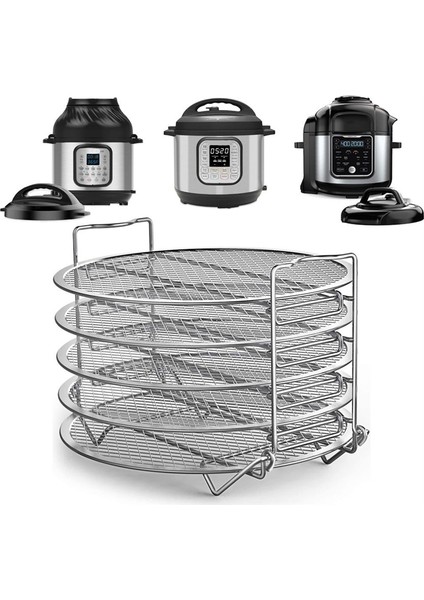 5 Katmanlı Hava Fritöz Rafı Paslanmaz Çelik Istiflenebilir Izgara Rafı Ninja Foodi Için 6.5 Qt / 8 Qt Hava Fritöz Sepeti Tepsisi (Yurt Dışından) indirimleri