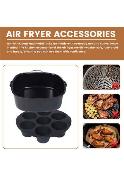 Square Air Fritöz Aksesuarları, Instant Vortex Plus, Cosori 6.4l, Tefal Xxl 6.2l, Breville ve Çoğu 5.7l Hava Friyesi (Yurt Dışından) indirimleri