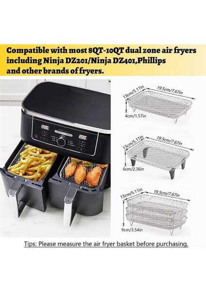 Ninja Çift Hava Fritözü Için Hava Fritöz Rafı, Istiflenebilir Paslanmaz Çelik Kurtu (Yurt Dışından) fırsatları