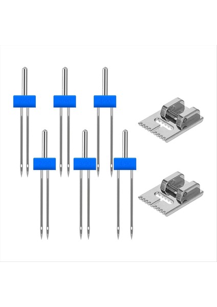 Çift Iğne Dikiş Makinesi Çift Iğne Çift Streç Iğne 9 Groove Pintuck Presser Ayak Ev Kullanımı 2/903/904/90 (Yurt Dışından)