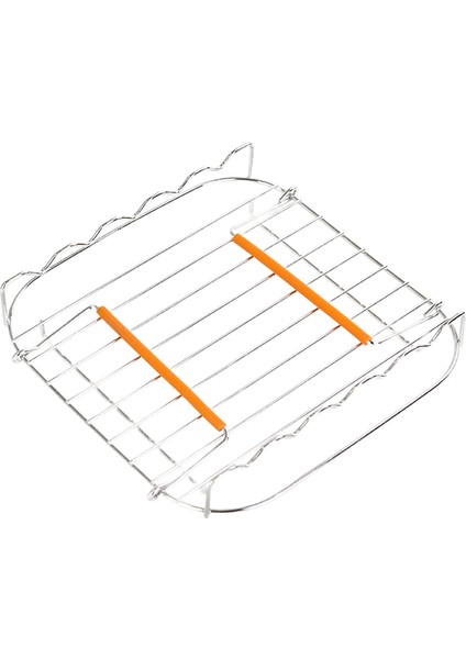 Paslanmaz Çelik Airfryer Izgara Rafı 8 Inç Çok Yönlü Kare Kavurma Izgaralı Şişeler ile Pişirme Tepsisi Hava Billeleri Tutucu (Yurt Dışından)