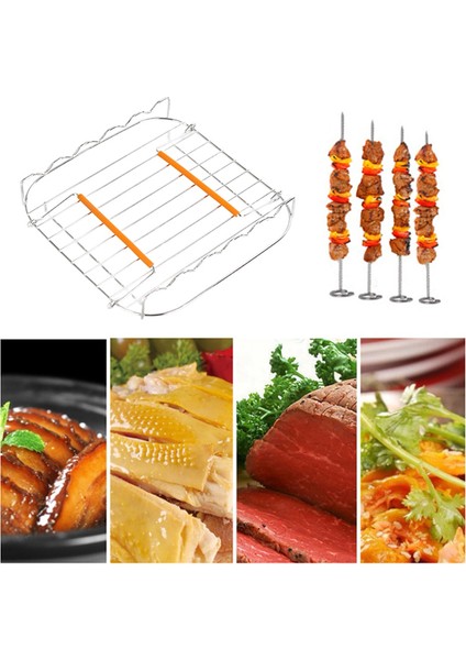 Paslanmaz Çelik Airfryer Izgara Rafı 8 Inç Çok Yönlü Kare Kavurma Izgaralı Şişeler ile Pişirme Tepsisi Hava Billeleri Tutucu (Yurt Dışından) fırsatları