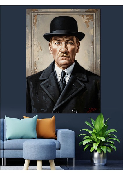Mustafa Kemal Atatürk Portresi Dekoratif Kanvas - Mdf Ahşap Tablo