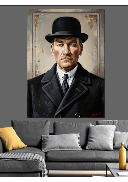 Mustafa Kemal Atatürk Portresi Dekoratif Kanvas - Mdf Ahşap Tablo fırsatları