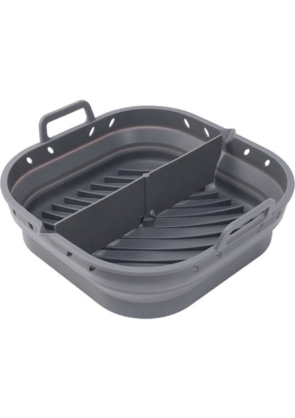 Hava Fritöz Silikon Plaka Kare Yeniden Kullanılabilir Hava Fritöz Pişirme Aksesuarları Katlanabilir 8.5in Airfryer Aracı Pişirme Kalıp Gri (Yurt Dışından)