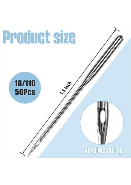 50 Pcs Evrensel Boyut 110/18 Ağır Hizmet Tipi Dikiş Makinesi Iğneleri, Quliting Dikiş Makinesi Iğneleri Ev Dikiş Makinesi (Yurt Dışından) modelleri