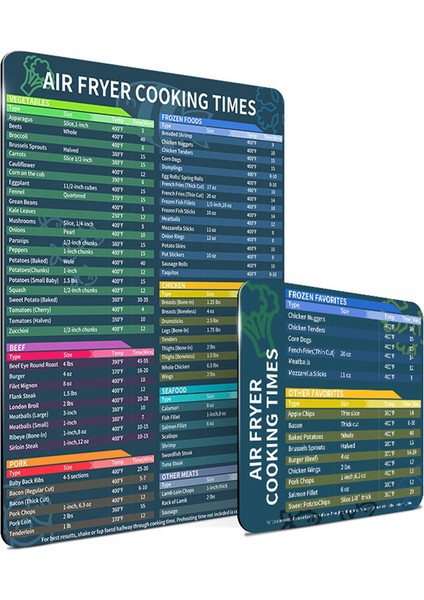 Airfryer Manyetik Pişirme Zaman Sayfaları Airfryer Aksesuarları Pişirme Süresi Hızlı Referans Kılavuzu Lezzetli Yemekler Için Sayfa (Yurt Dışından)
