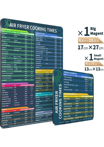 Airfryer Manyetik Pişirme Zaman Sayfaları Airfryer Aksesuarları Pişirme Süresi Hızlı Referans Kılavuzu Lezzetli Yemekler Için Sayfa (Yurt Dışından) fiyatları