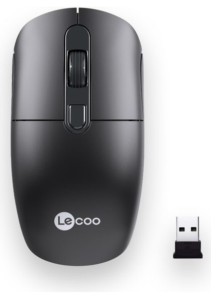 Lenovo Lecoo M2001 Kablosuz+Usb 1600DPI+4 Tuşlu Siyah Mouse