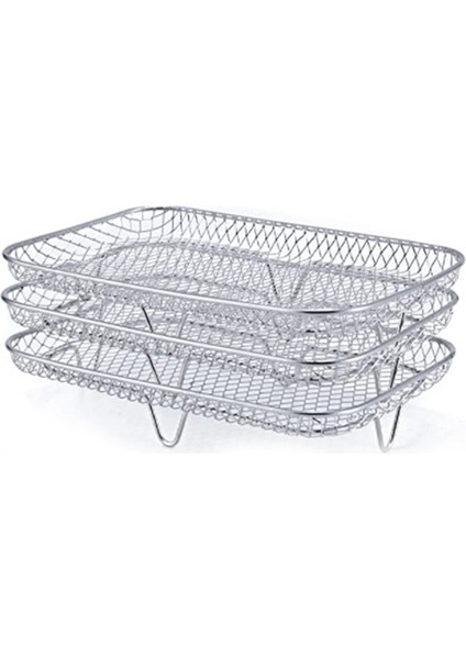 3 Katmanlı Hava Fritöz Izgara Rafı Paslanmaz Çelik Hava Filtresi Alet Pişirme Tepsisi Kavurma Rafı Ev Mutfak Fırın (Yurt Dışından)