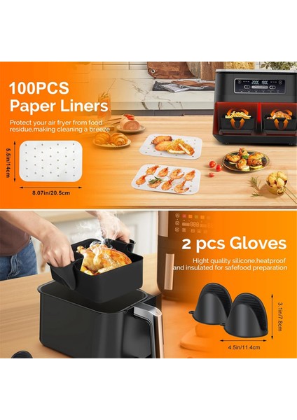 Silikon Air Fritöz Liner, Ninja Çift AF300UK AF400UK Için Hava Fryer Aksesuarları Yeniden Kullanılabilir Çift Hava Fritöz Rafları (Yurt Dışından) fiyatları