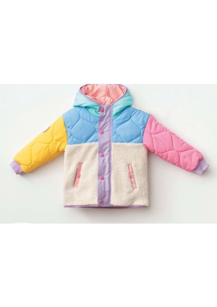 Kapşonlu Kız Çocuk Mont - Haribo - Renkli - 4 Yaş - P103-RENKLİ-4 Yaş