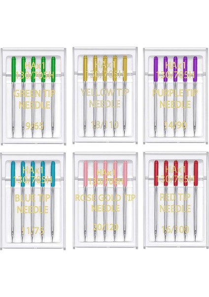 6 Boyutlar Evrensel Dikiş Makinesi Iğneleri Normal Point Düz Şeyli Iğne Şarkıcı Kardeşi Için Uyumlu, Janome 30 Pcs (Yurt Dışından)