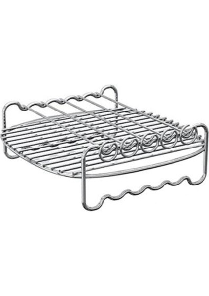 Airfryers Için Raf Ev Air Fritöz Çift Katmanlı Hava Fritözü Raf Izgara Barbekü Malzemeleri Beş Itiraz Yuvarlak (Yurt Dışından)