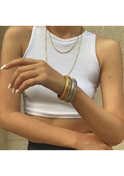 Hafif Lı Titanyum Çelik Geniş Model Elastik Yuvarlak Halka Bileklik (Yurt Dışından) fiyatları