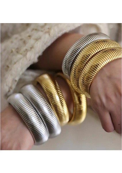 Hafif Lı Titanyum Çelik Geniş Model Elastik Yuvarlak Halka Bileklik (Yurt Dışından) modelleri