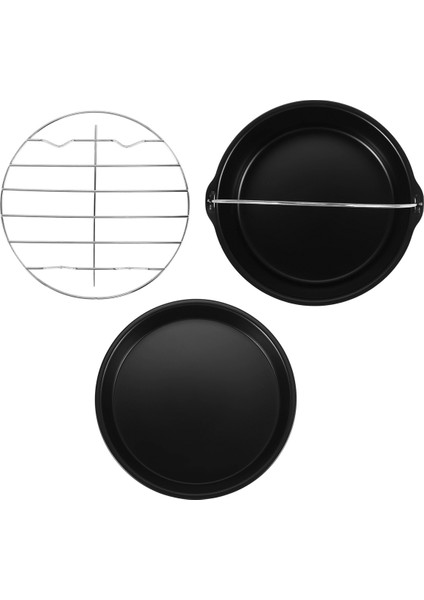 Kek Kutuları, Pizza Tavası, 3pcs/set Çelik Yuvarlak Hava Fritöz Fırın Yavaş Pişirici Aksesuarları Ev Mutfak Için Pasta Fıçısı Pişiriyor (Yurt Dışından)