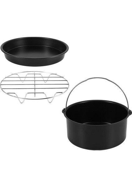 Kek Kutuları, Pizza Tavası, 3pcs/set Çelik Yuvarlak Hava Fritöz Fırın Yavaş Pişirici Aksesuarları Ev Mutfak Için Pasta Fıçısı Pişiriyor (Yurt Dışından) fiyatları