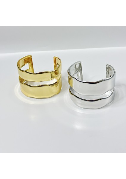 Dalgalı Metal Parlak Katlı Çift Halka Bileklik (Yurt Dışından) fiyatları