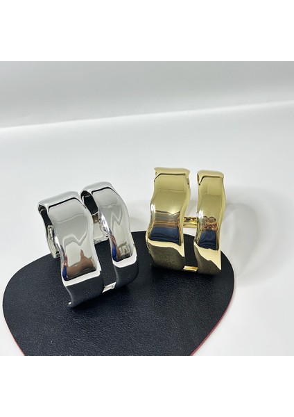 Dalgalı Metal Parlak Katlı Çift Halka Bileklik (Yurt Dışından) fırsatları