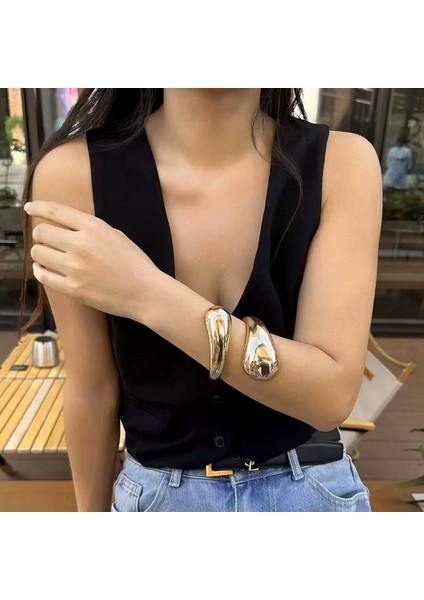 Metal Parlak Yüzeyli Çift Su Damlası Sarılı Sarılma Bilekliği (Yurt Dışından) fırsatları